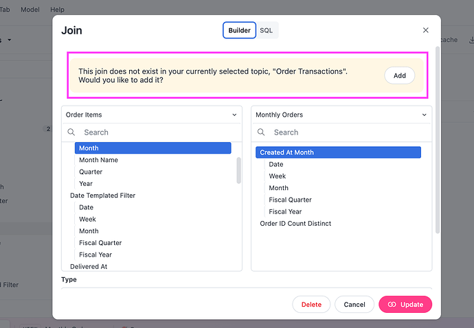 Adding query view to your original Topic