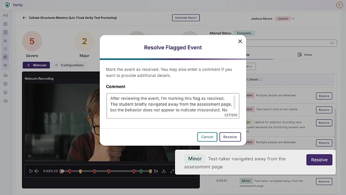 Resolve flagged event