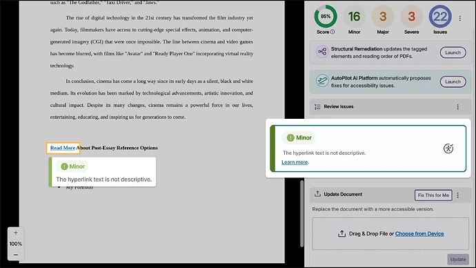 Link text accessibility checks