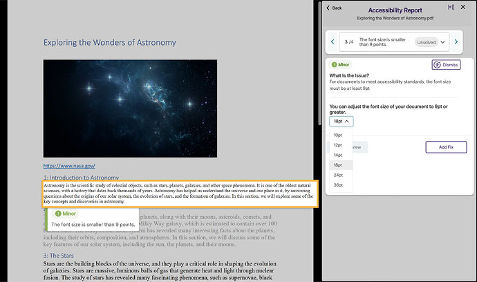 Font size remediation