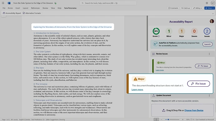 Visual issue highlighting: Accessibility issues are now highlighted directly in your Word document as they're detected.