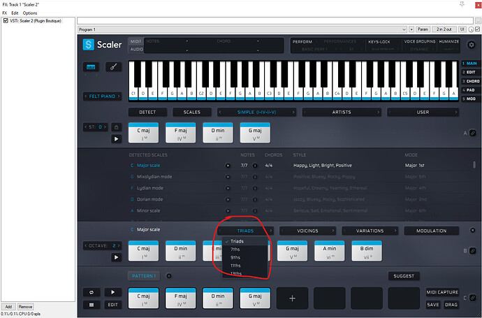 Chord search 1 extensions