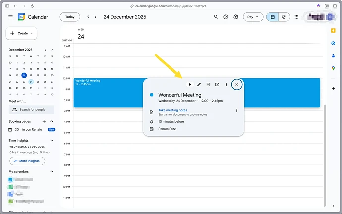 Google Calendar Browser Extension Button