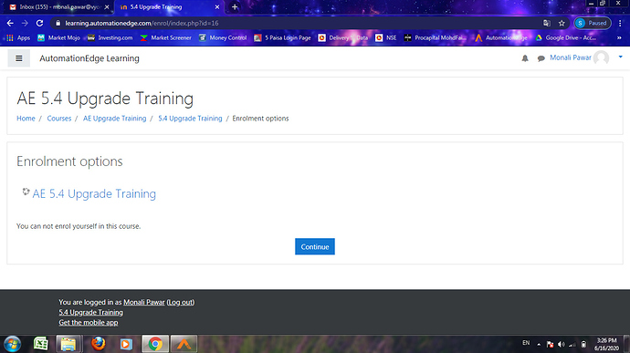 Upgrade training error
