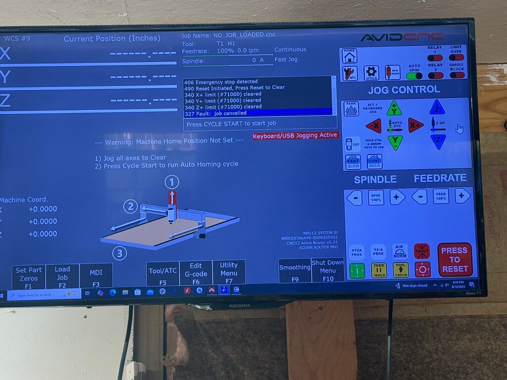 Recent upgrade to EX-error code 327 - ex-controller - Avid CNC