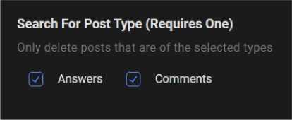 Specify what content you want to be searched Answers or Comments.