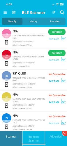 BLE scanner screenshot