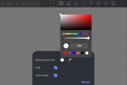 screenshot: Background color menu open