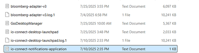 Example of application logs