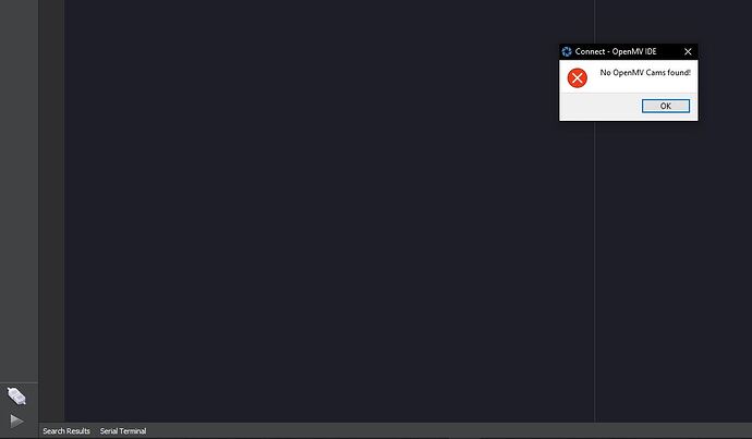 OpenMV IDE No OpenMV Cams found