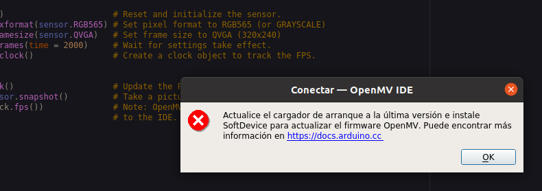 Issue flashing OpenMV firmware on arduino nano 33 ble sense 