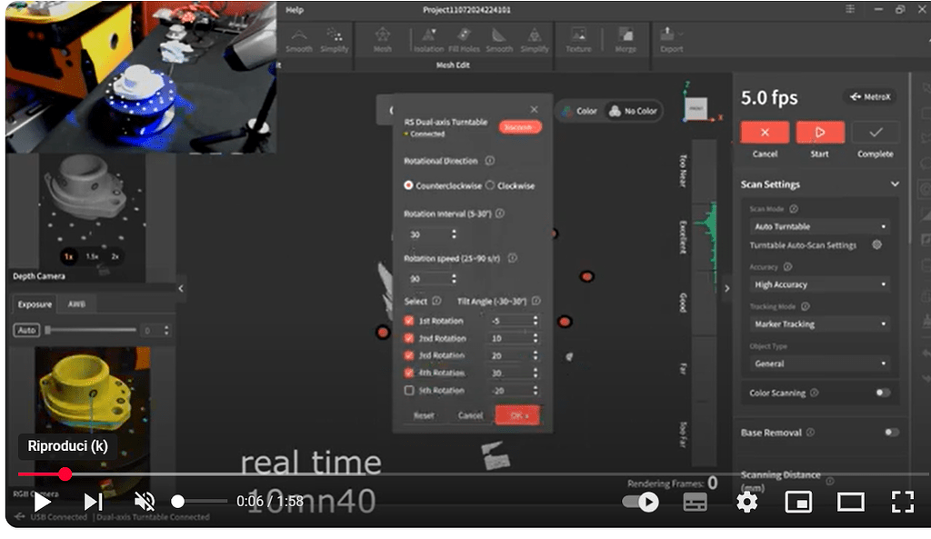 Dual-axis Turntable programming from revoscan I can't find