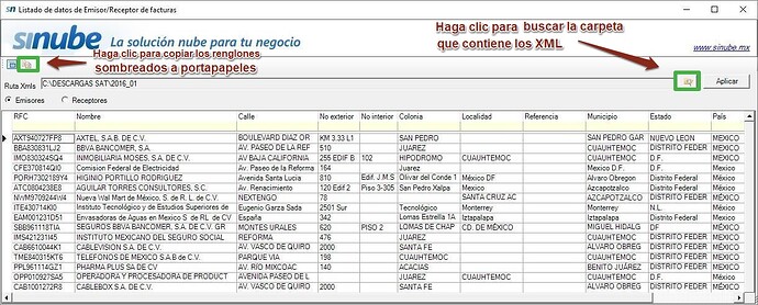 LISTADO DE DATOS EMISOR