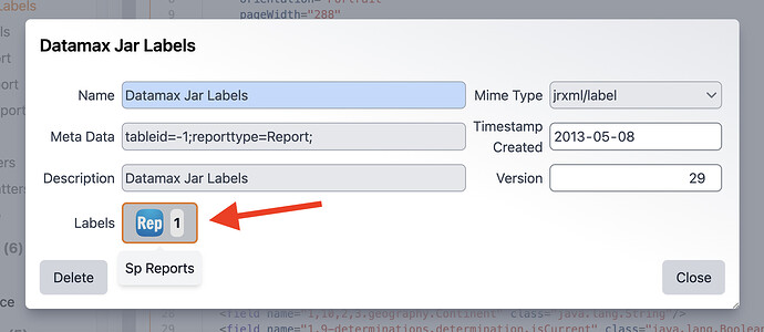 Arrow pointing to the Reports button