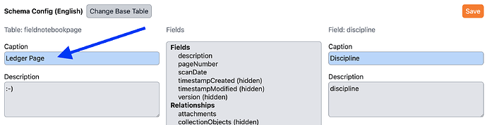 Field Notebook Page - caption with arrow