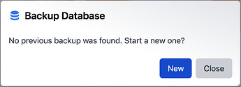 Backup Database dialog without an existing backup