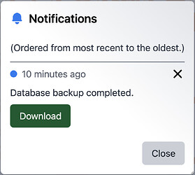 Notification of successful database backup