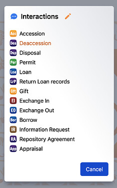 Deaccession in Interactions menu