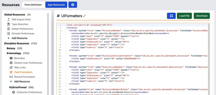 App Resources UIFormatters view