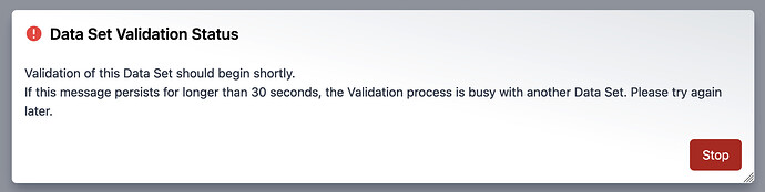 Data Set Validation Status message