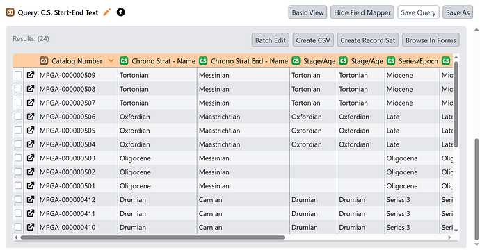 Query Results Example Screenshot
