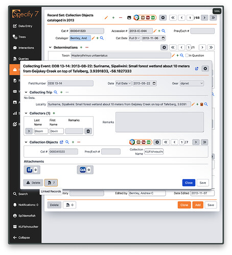 Linked Records button