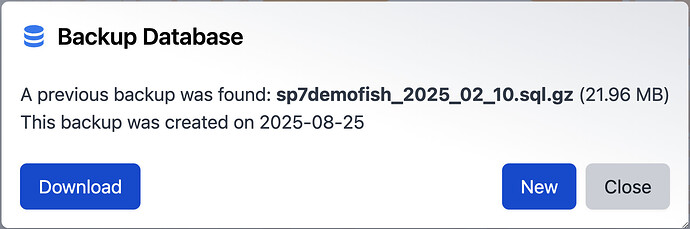 Backup Database dialog without an existing backup