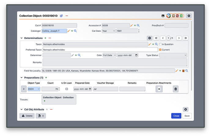 Linked Record for that Collecting Event
