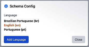 English language selected in Schema Config language chooser
