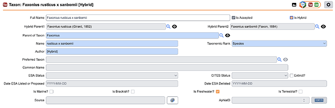 When isHybrid=Yes, Hybrid Parent fields are shown.