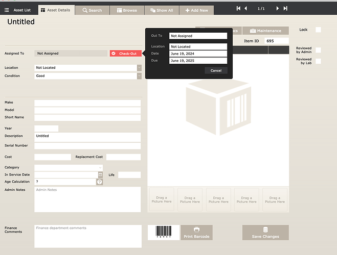 Assets Input Form