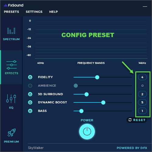 config settings preset SkyWalker