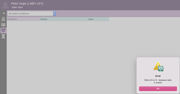 Sqlite Error 6