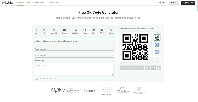 Creating your Gmail QR Code