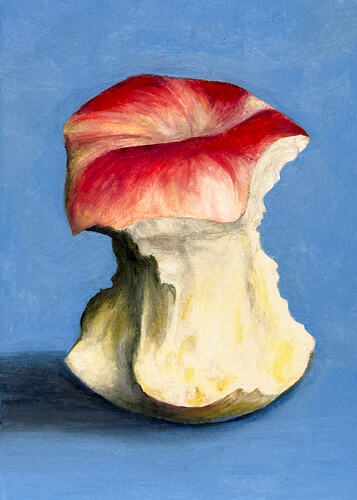 5x7 oil pastel apple