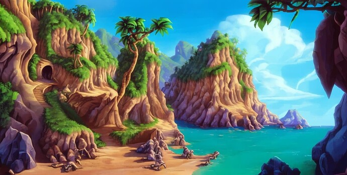 SierraLucas_a_pirate_town_at_daytime_cliff_cave_entrance_skull_0