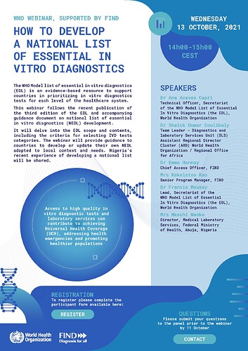 WHO Webinar How to develop a national list of essential in vitro diagnostics