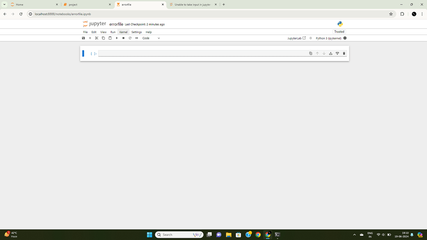 Unable to take input in jupyter notebook - Notebook - Jupyter Community ...
