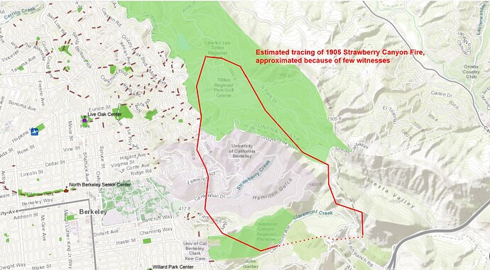 1905 Berkeley-Strawberry Canyon Fire Outline