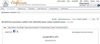 AB-3074 Zone 0 in the WUI