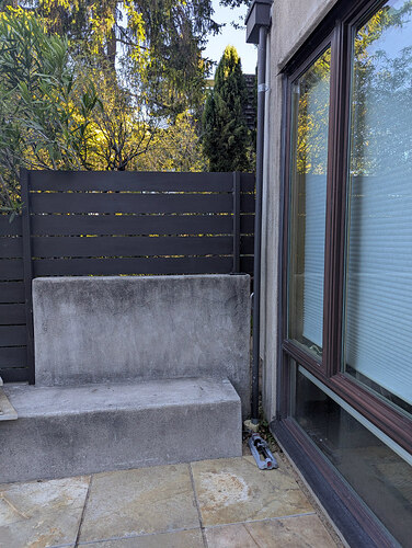 Privacy metal fence on the south side