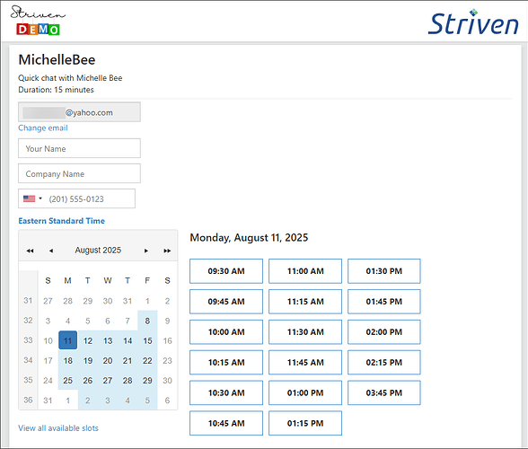 External Appointment Link Page Update