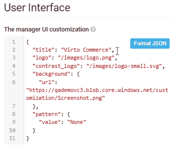 User interface JSON