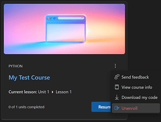 Unenroll from course to clear progress