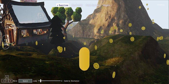 ⛰️ Player collecting coins while exploring the land.
