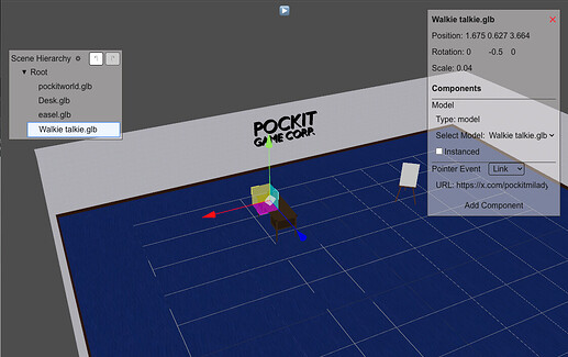 The homepage scene in the editor
