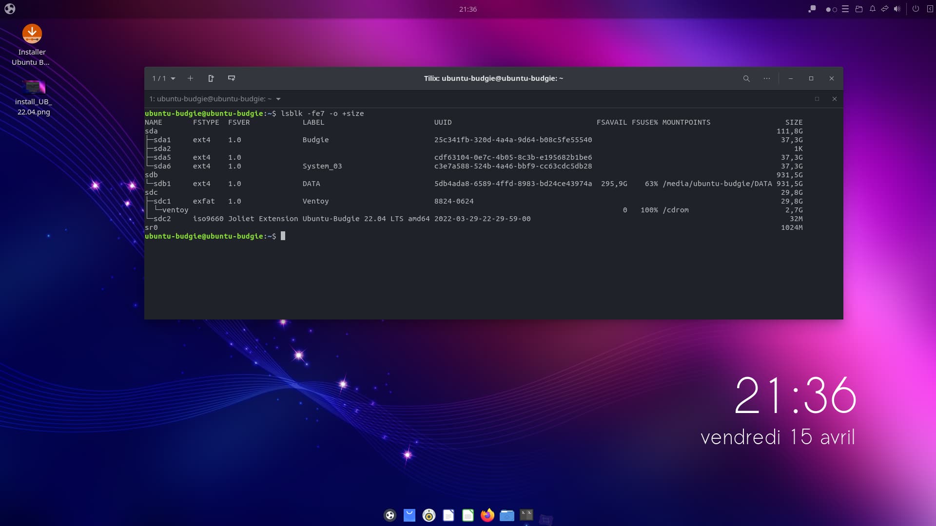 22.04 / UEFI bios in legacy mode / multi-boot - Installation 