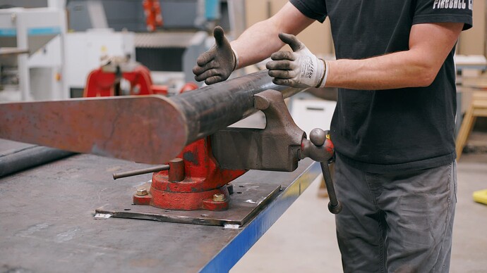 The vise jaws will hold the pipe as it tries to twist and lift out
