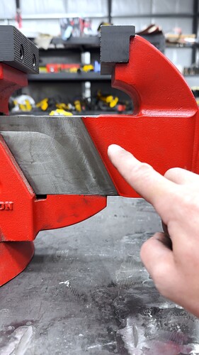 The Hardtail Vise has thick cheecks at an angle on its dynamic jaw
