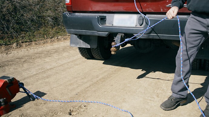 Jason Is Now Attaching The Rope To The Trailer Hitch